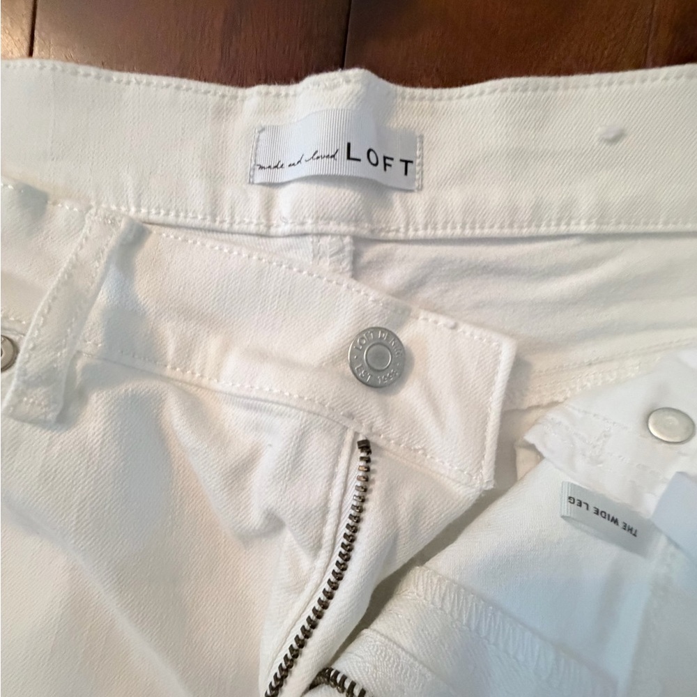 LOFT White High-Rise Wide-Leg Jeans - Picture 4 of 4